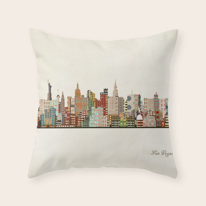 las vegas skyline Throw Pillow Gallery Image 6