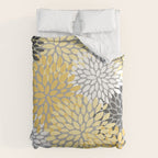 Floral Blooms, Gray, Charcoal, Yellow Comforter Gallery Image 6