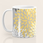 Floral Blooms, Gray, Charcoal, Yellow Coffee Mug Gallery Image 3