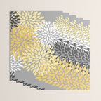 Floral Blooms, Gray, Charcoal, Yellow Wrapping Paper Gallery Image 3