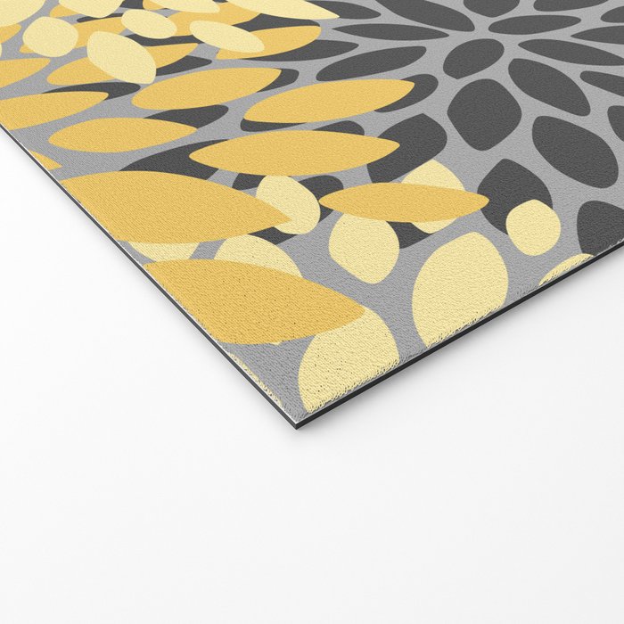Floral Blooms, Gray, Charcoal, Yellow Welcome Mat Gallery Image 2