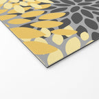 Floral Blooms, Gray, Charcoal, Yellow Welcome Mat Gallery Image 2