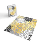 Floral Blooms, Gray, Charcoal, Yellow Jigsaw Puzzle Gallery Image 2