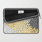 Floral Blooms, Gray, Charcoal, Yellow Laptop Sleeve Gallery Image 2