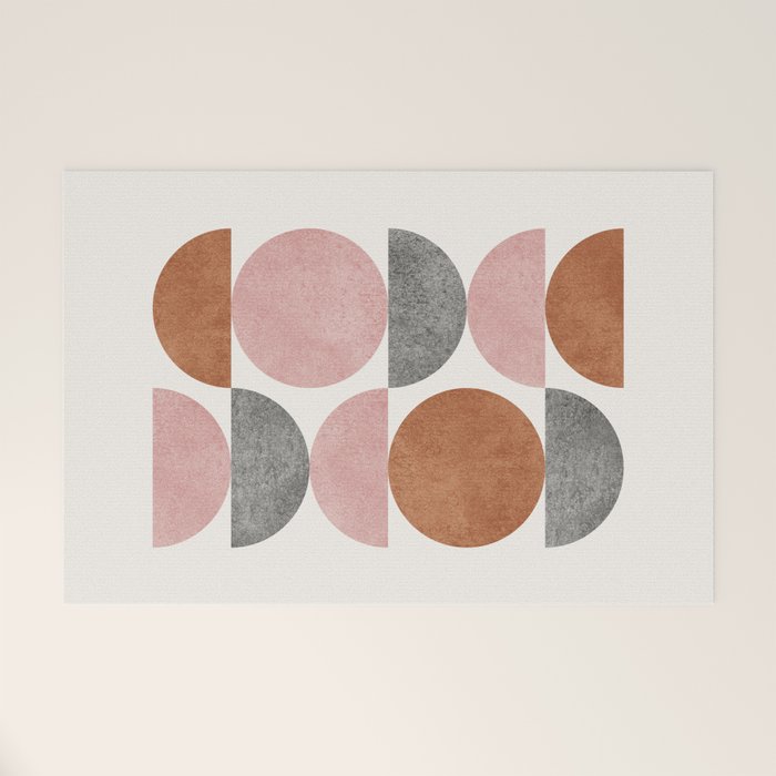 Pink brown retro scandinavian pattern Welcome Mat Gallery Image 1
