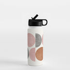 Pink brown retro scandinavian pattern Water Bottle Gallery Image 1