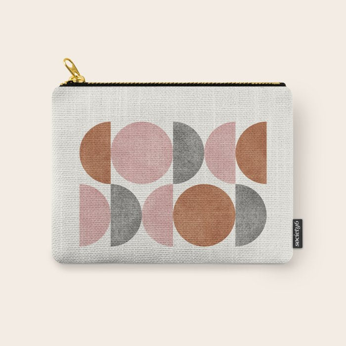 Pink brown retro scandinavian pattern Carry All Pouch Gallery Image 1