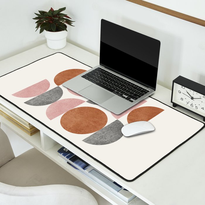 Pink brown retro scandinavian pattern Desk Mat Gallery Image 2