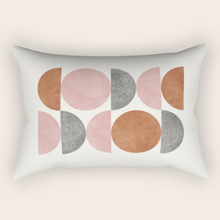 Pink brown retro scandinavian pattern Rectangular Pillow Gallery Image 1
