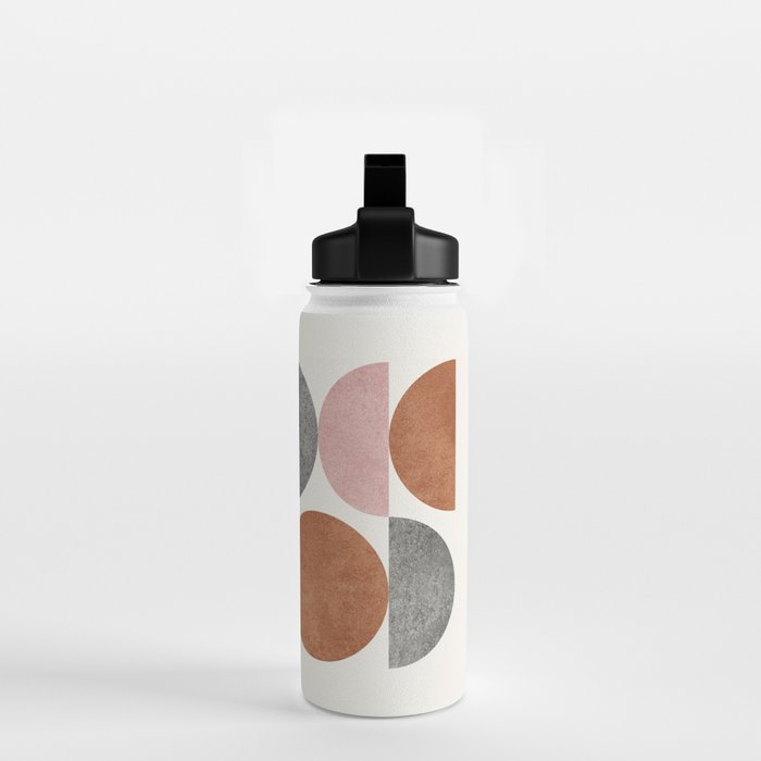 Pink brown retro scandinavian pattern Water Bottle Gallery Image 2