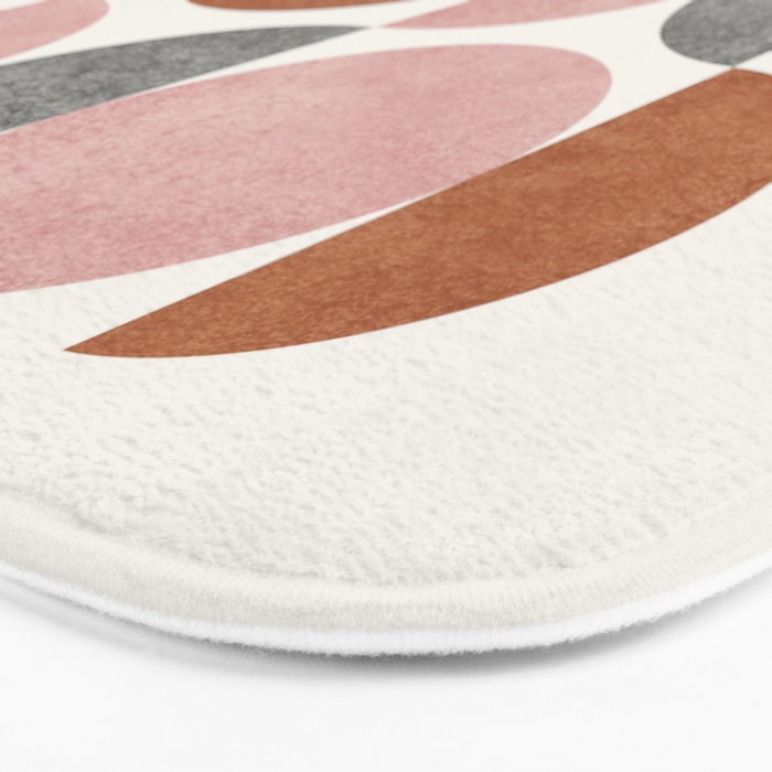 Pink brown retro scandinavian pattern Bath Mat Gallery Image 3
