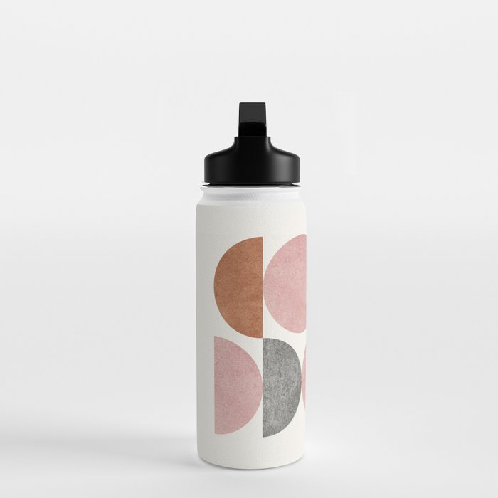 Pink brown retro scandinavian pattern Water Bottle Gallery Image 3