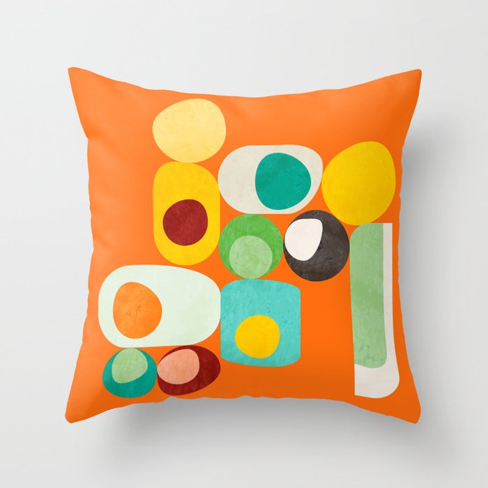 Geometric mid century modern orange shapes Throw Pillow Gallery Image 1