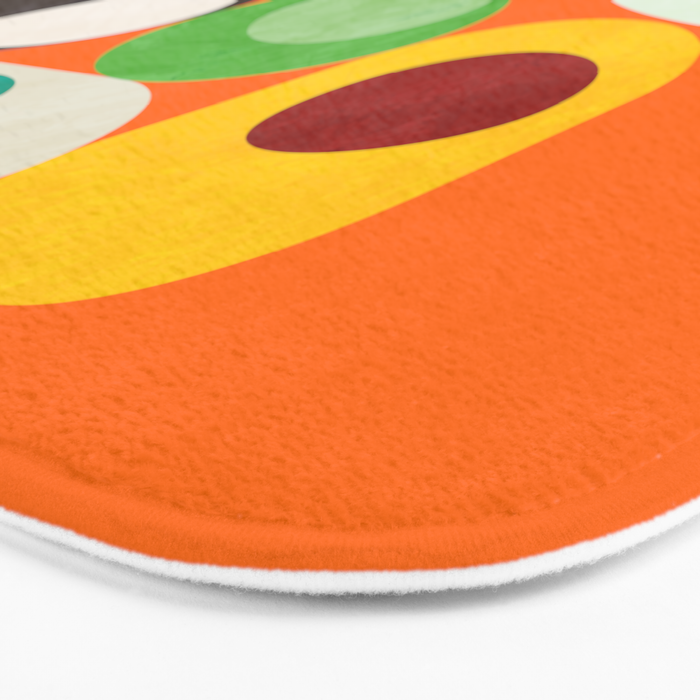 Geometric mid century modern orange shapes Bath Mat Gallery Image 3