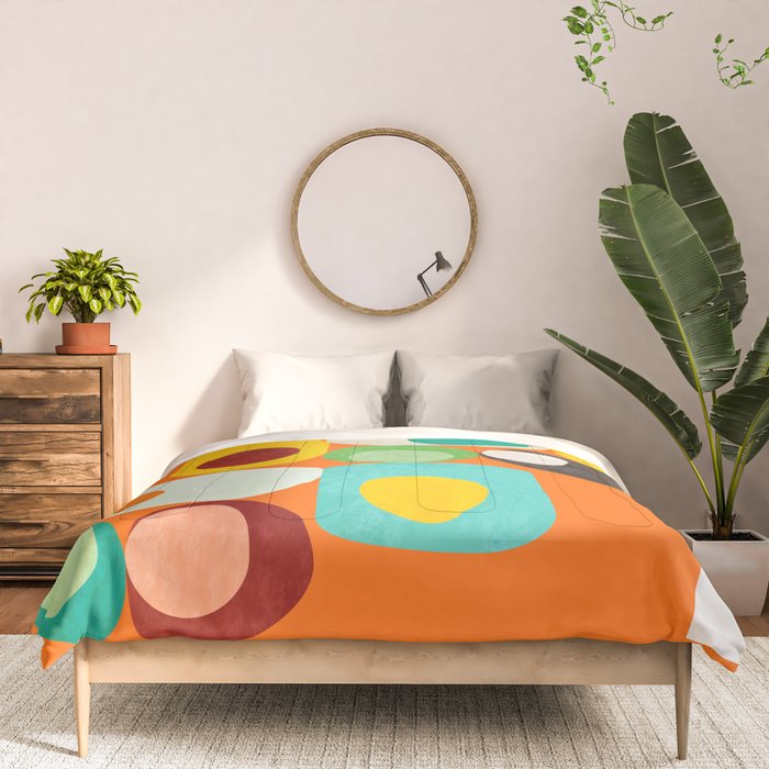 Geometric mid century modern orange shapes Comforter Gallery Image 3