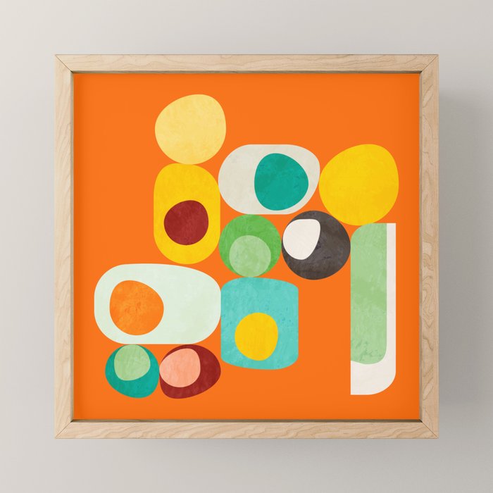 Geometric mid century modern orange shapes Mini Art Print Gallery Image 1