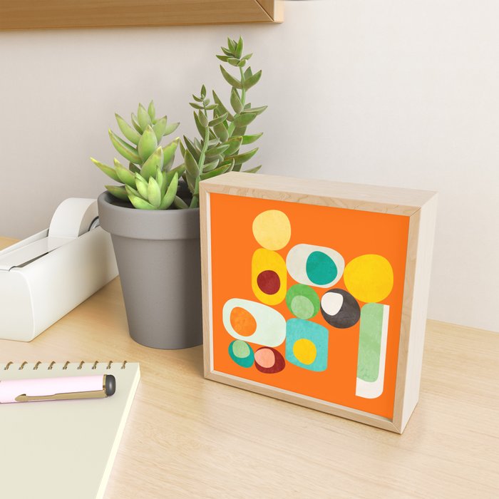 Geometric mid century modern orange shapes Mini Art Print Gallery Image 2