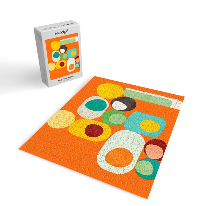 Geometric mid century modern orange shapes Jigsaw Puzzle Gallery Image 2