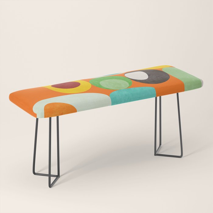 Geometric mid century modern orange shapes Bench Gallery Image 1