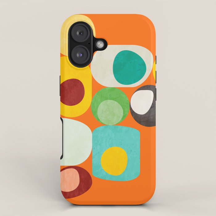 Geometric mid century modern orange shapes iPhone Case Gallery Image 1