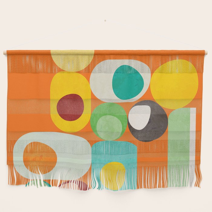 Geometric mid century modern orange shapes Wall Hanging Gallery Image 1