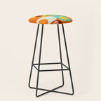Geometric mid century modern orange shapes Stool Gallery Image 1