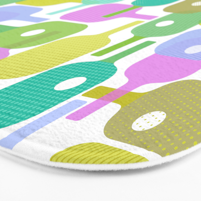 Mid Century Abstract Pickleball Shapes Bath Mat Gallery Image 3