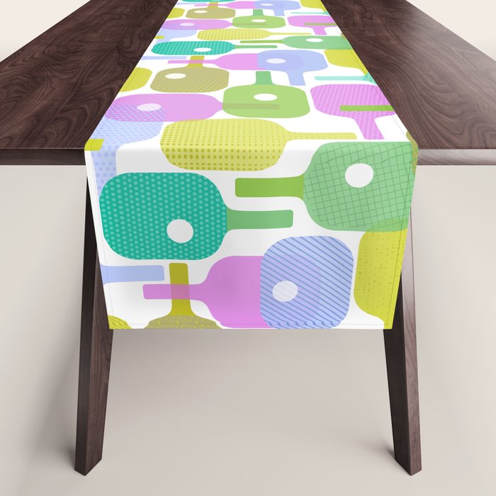Mid Century Abstract Pickleball Shapes Table Runner Gallery Image 1