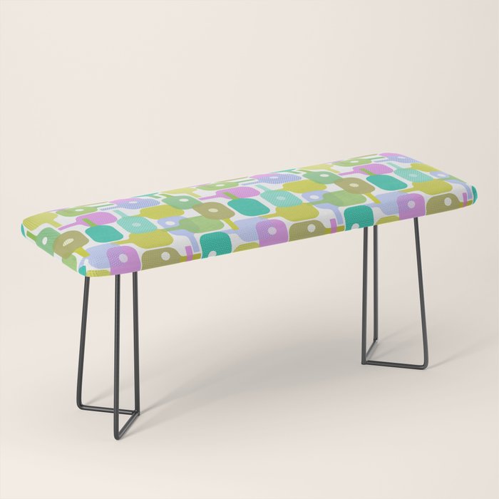 Mid Century Abstract Pickleball Shapes Bench Gallery Image 1