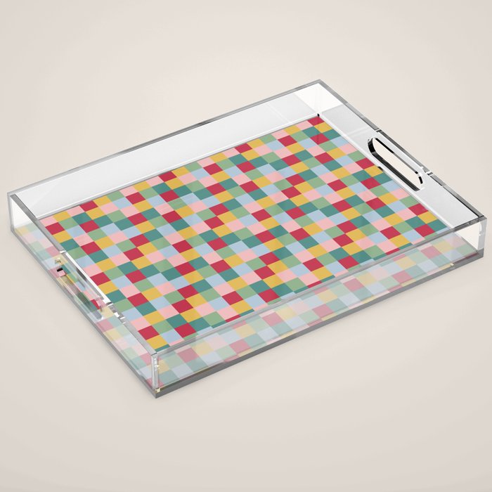 Bold Colorful Checks Pattern - Small XXII Acrylic Tray Gallery Image 1