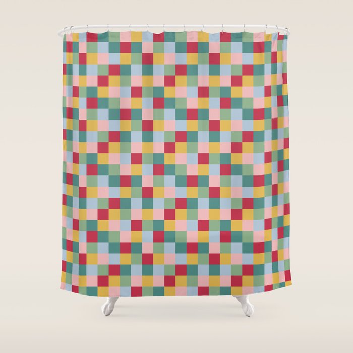 Bold Colorful Checks Pattern - Small XXII Shower Curtain Gallery Image 1