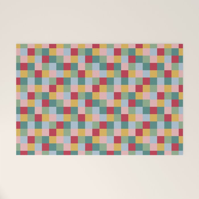 Bold Colorful Checks Pattern - Small XXII Welcome Mat Gallery Image 1