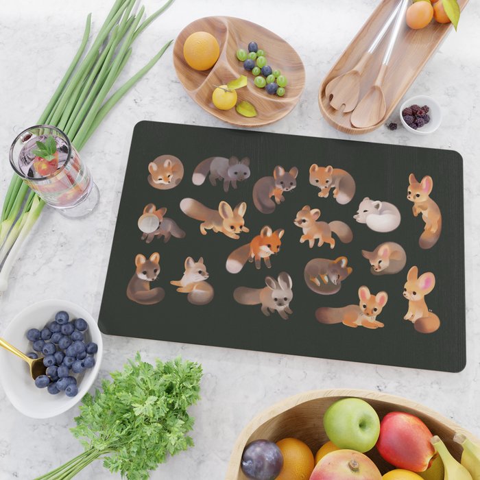 Foxes - dark Cutting Board Gallery Image 2