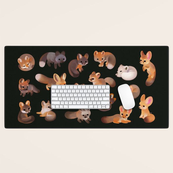 Foxes - dark Desk Mat Gallery Image 1
