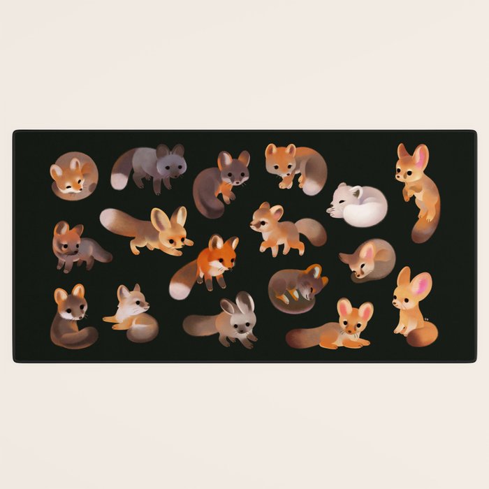 Foxes - dark Desk Mat Gallery Image 3