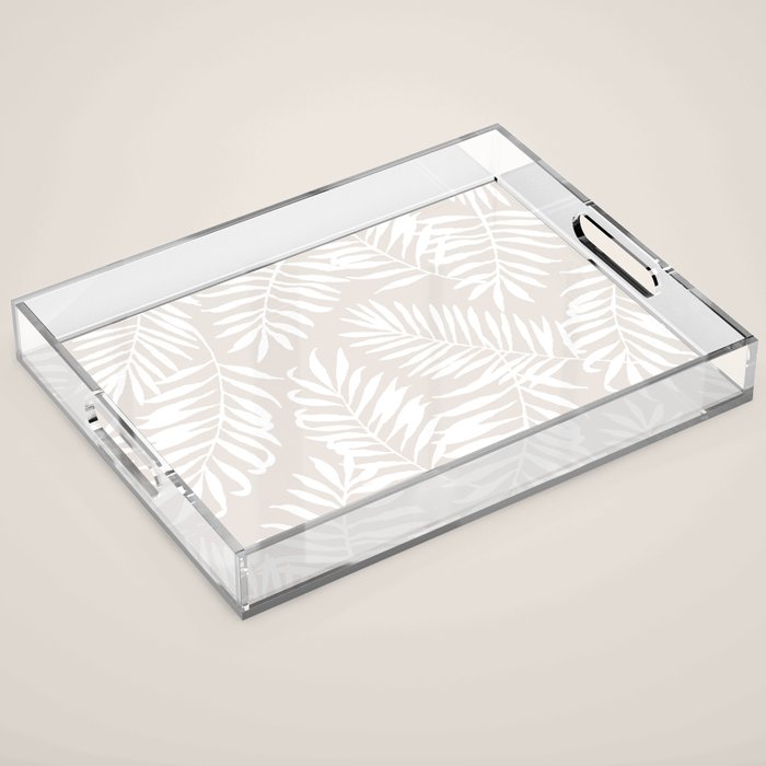 Tropical Palm Leaves - Palm Leaf Pattern - Sandy Beige Acrylic Tray Gallery Image 1