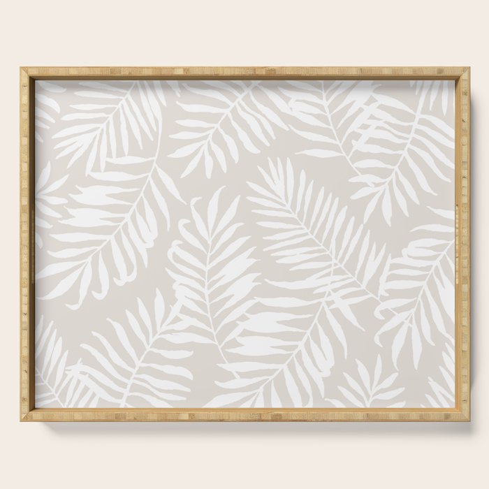 Tropical Palm Leaves - Palm Leaf Pattern - Sandy Beige Serving Tray Gallery Image 1