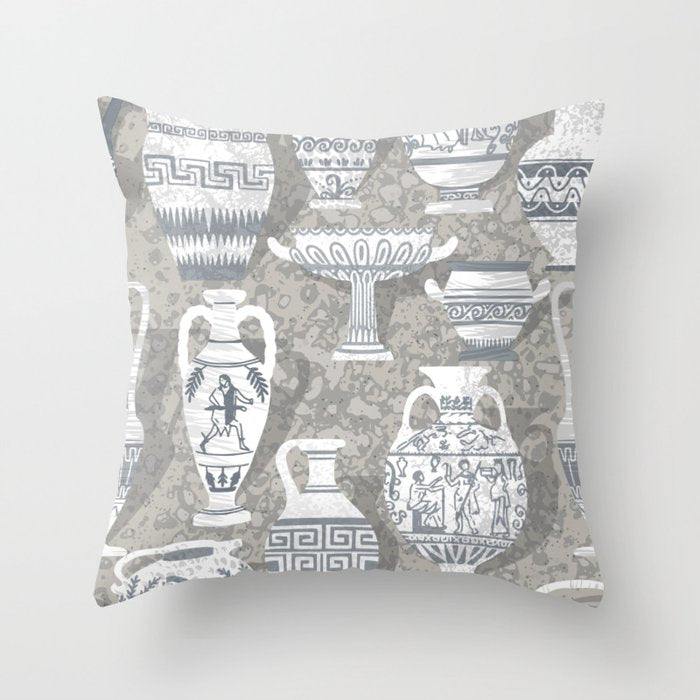 Antique pottery neutral Throw Pillow Gallery Image 6