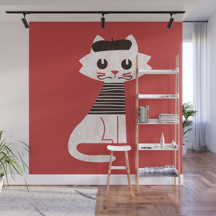 Mark the cat goes to Paris Wall Mural Gallery Image 1