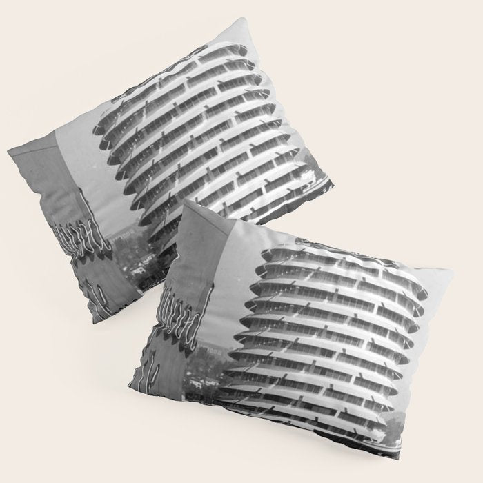 Capital Records Building, Los Angeles, California black and white photograph / black and white photography Pillow Sham Gallery Image 3
