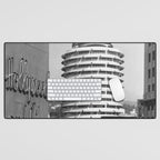 Capital Records Building, Los Angeles, California black and white photograph / black and white photography Desk Mat Gallery Image 1