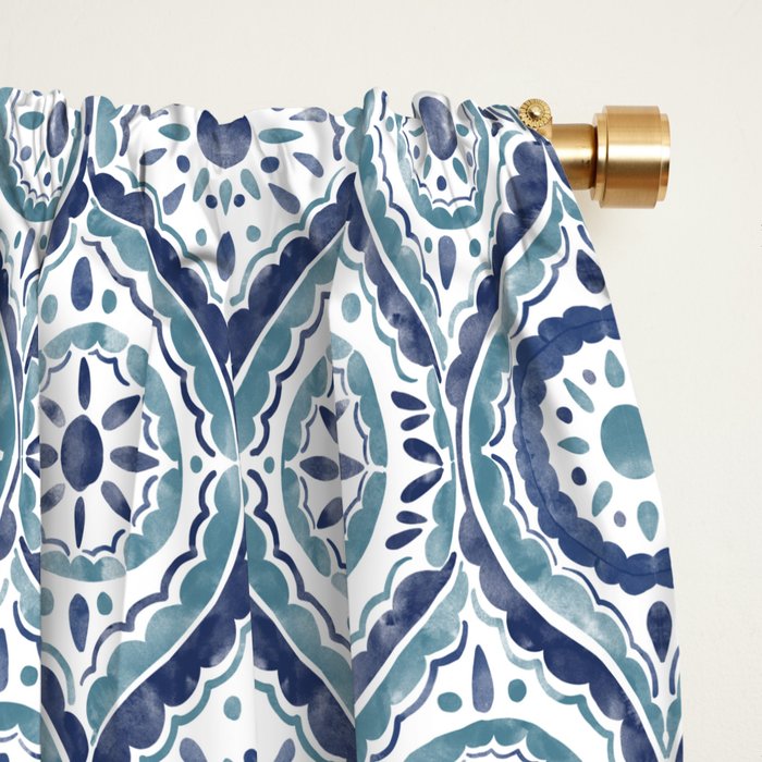 Azure Medallion Motif Window Curtain Gallery Image 2
