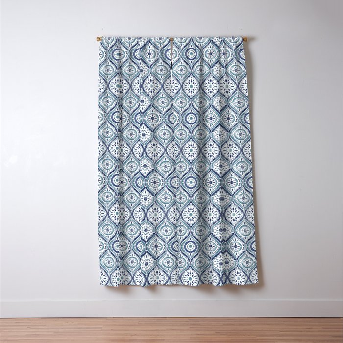 Azure Medallion Motif Window Curtain Gallery Image 3