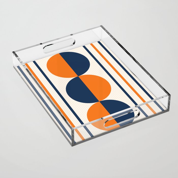 Abstract Shapes 78 in Orange and Navy Blue Acrylic Tray Gallery Image 1