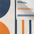 Abstract Shapes 78 in Orange and Navy Blue Wall Tapestry Gallery Image 3