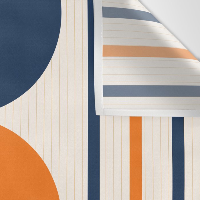 Abstract Shapes 78 in Orange and Navy Blue Wall Tapestry Gallery Image 3
