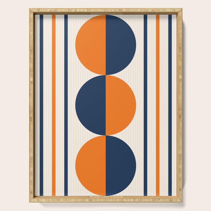 Abstract Shapes 78 in Orange and Navy Blue Serving Tray Gallery Image 1