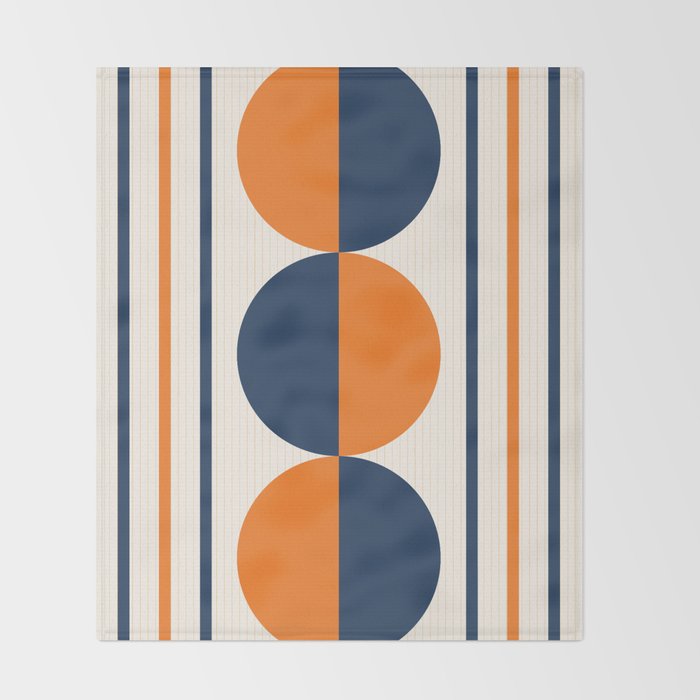 Abstract Shapes 78 in Orange and Navy Blue Throw Blanket Gallery Image 2