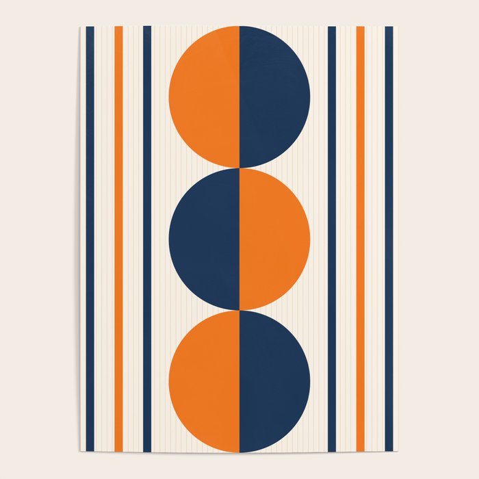 Abstract Shapes 78 in Orange and Navy Blue Poster Gallery Image 4