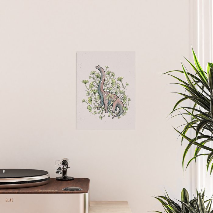 Brachio Ginkgo | Dinosaur Botanical Art Poster Gallery Image 2